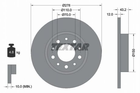 Тормозной диск - (46843610, 51760273) TEXTAR 92145203 (фото 1)