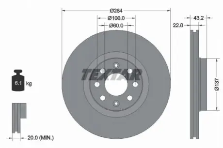 Тормозной диск TEXTAR 92145803