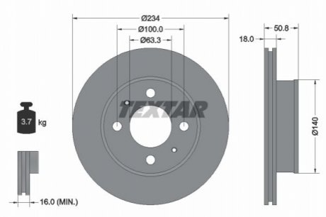 Диск тормозной HYUNDAI ATOS 98- TEXTAR 92146803 (фото 1)