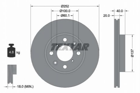 Тормозной диск TEXTAR 92148903 (фото 1)