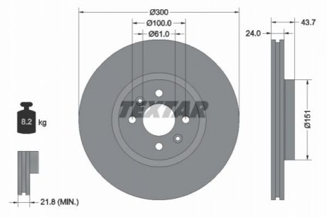 Тормозной диск - (7701207897, 8200046548, 8201695231) TEXTAR 92149503 (фото 1)