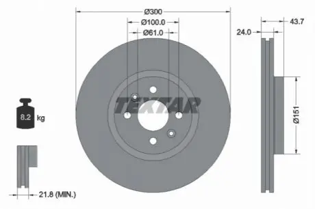 Диск гальмівний передн Лів/Прав RENAULT GRAND SCENIC II, SCENIC II 1.5D-2.0 06.03-12.09 TEXTAR 92149503 Купити в Україні