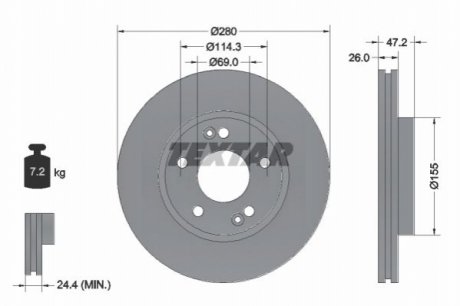 Диск гальмівний HYUNDAI I30 KIA CEED/PRO TEXTAR 92161605