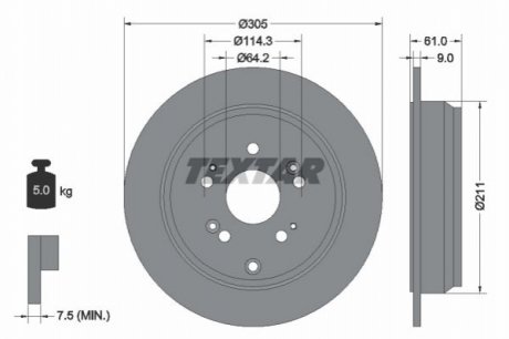 Тормозной диск - (42510TX4A02, 42510SCAE50, 42510STKA00) TEXTAR 92162503