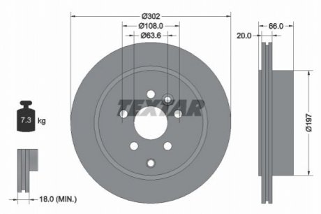Гальмівний диск - (LR001019) TEXTAR 92162803 (фото 1)