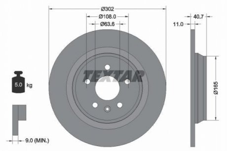 Тормозной диск TEXTAR 92162900 (фото 1)