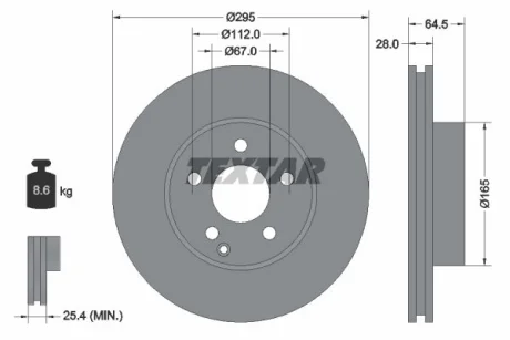 Диск тормозной (передний) MB E-class (W211/W212/S211/S212) 02-09 (295x28) PRO+ TEXTAR 92163205
