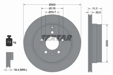 Диск гальмівний задн Лів/Прав CHEVROLET CAPTIVA, EQUINOX OPEL ANTARA A PONTIAC TORRENT SUZUKI XL7 2.0D-3.6 04.03 TEXTAR 92165503