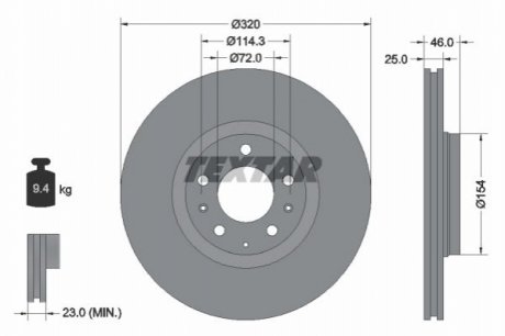 Гальмівний диск TEXTAR 92166300 (фото 1)