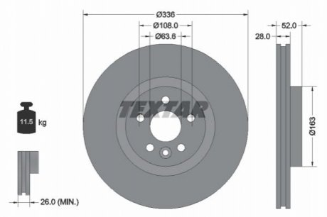 Гальмівний диск - (30769057) TEXTAR 92168203 (фото 1)