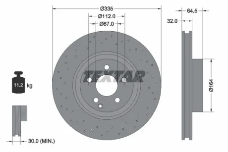 Диск гальмівний (передній) MB S-class (W221) 05-13 (335x32) PRO+ TEXTAR 92171905