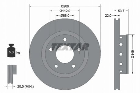 Тормозной диск - (4B3615601, 4B615601) TEXTAR 92176803
