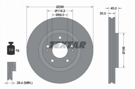 Гальмівний диск - (MB895962, MB618684, MR235666) TEXTAR 92178703 (фото 1)