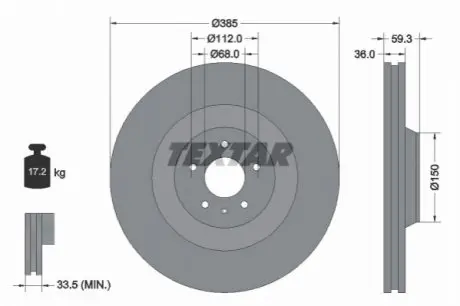 Диск гальмівний передн Лів/Прав AUDI A8 D3 2.8-6.0 10.02-07.10 TEXTAR 92184203