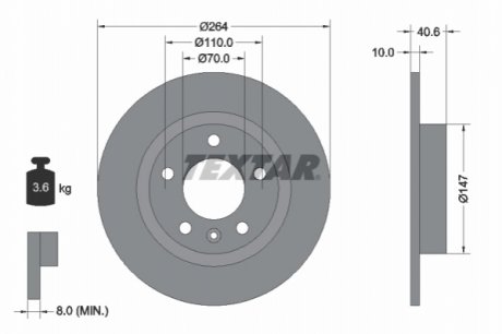 Тормозной диск TEXTAR 92186403 (фото 1)
