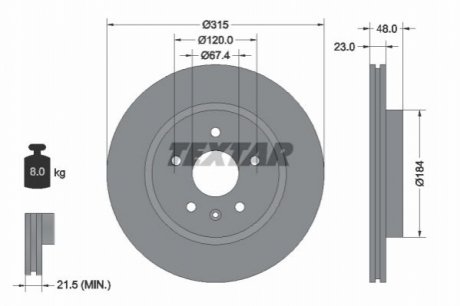 Тормозной диск - (13501303, 13501314, 13502199) TEXTAR 92187303 (фото 1)