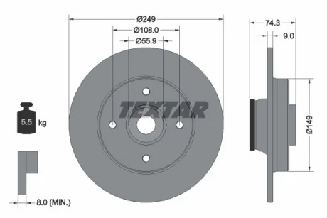 Тормозной диск TEXTAR 92194103