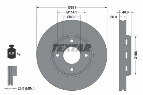 Гальмівний диск - (4605A180) TEXTAR 92204400