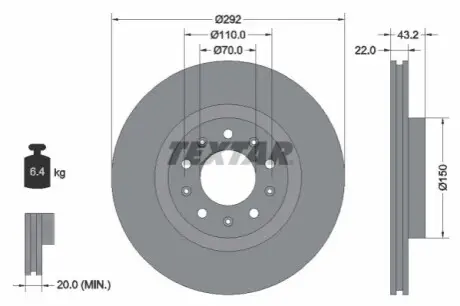 Тормозной диск TEXTAR 92221103