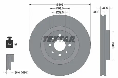 Тормозной диск TEXTAR 92228503