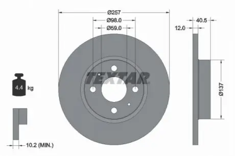 Тормозной диск TEXTAR 92236703