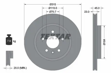 Диск гальмівний задн Лів/Прав OPEL ZAFIRA C 1.4-2.0D 10.11-07.19 TEXTAR 92239803