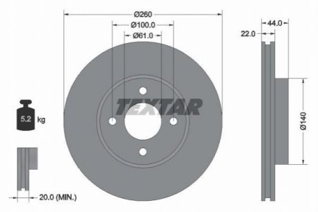 Тормозной диск TEXTAR 92239903 (фото 1)