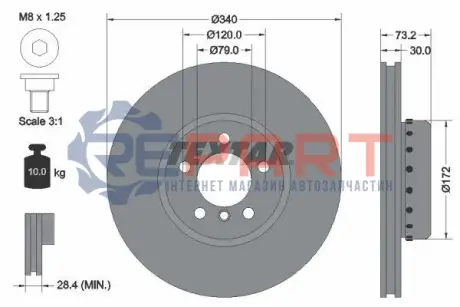 Двочастинний гальмівний диск передн Лів/Прав BMW 1 (F20), 1 (F21), 2 (F22, F87), 2 (F23), 3 (F30, F80), 3 (F31), 3 GRAN TURISMO (F34), 4 (F32, F82), 4 (F33, F83) 1.5-3.0H 07.11 TEXTAR 92264925 Купити в Україні