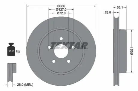 Диск гальмівний задн Лів/Прав JEEP GRAND CHEROKEE III 4.7-6.1 10.04-12.10 TEXTAR 92269803