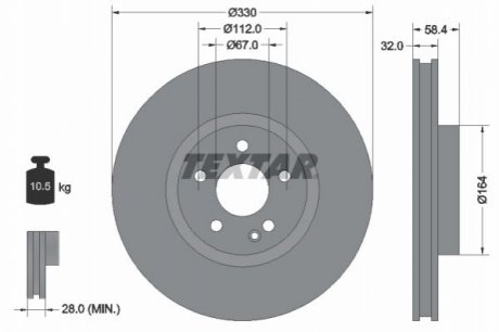 Тормозной диск - (A4474210012, 4474210012) TEXTAR 92279403 (фото 1)