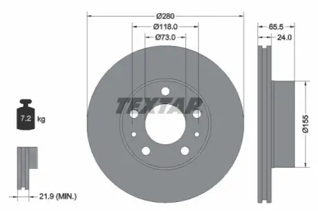 Диск гальмівний передн Лів/Прав FIAT DUCATO 1.9D-3.0D 03.94 TEXTAR 92305203