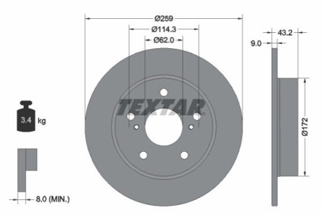 TARCZA HAM. SUZUKI T. SWIFT 1,6 12- SPORT TEXTAR 92308303