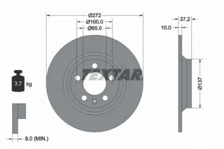 Диск гальмівний задн Лів/Прав AUDI A1, A1 ALLSTREET, A1 CITY CARVER VW POLO VI 1.0-2.0 06.17 TEXTAR 92315303 Купити в Україні