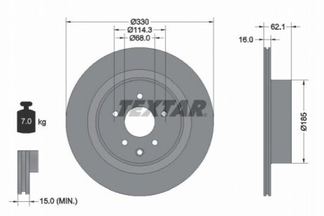 Диск тормозной INFINITI EX/G R D=330mm 07>> TEXTAR 92319703 (фото 1)