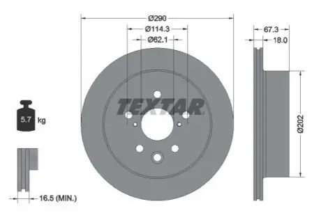 Диск гальмівний задн Лів/Прав LEXUS IS III 2.0/2.5/2.5H 04.13 TEXTAR 92334403