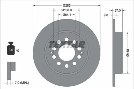 Диск гальмівний задн Лів/Прав MG ZS 1.0/1.5 10.17 TEXTAR 92342703