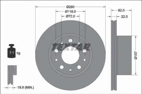 Диск гальмівний задн Лів/Прав FIAT DUCATO 2.2D 07.21 TEXTAR 92344903