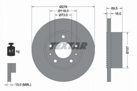 Тормозной диск TEXTAR 93104800 (фото 1)