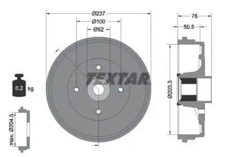 Тормозный барабан TEXTAR 94041400