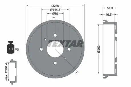 Гальмівний барабан задн MITSUBISHI COLT, COLT VI SMART FORFOUR 1.1-1.5D 01.04-06.12 TEXTAR 94044200