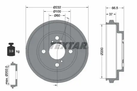 Гальмівний барабан задн SUBARU JUSTY III SUZUKI IGNIS II 1.3/1.5 09.03 TEXTAR 94044300