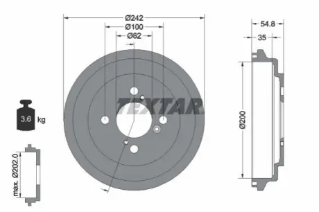 Гальмівний барабан задн SUZUKI SWIFT IV 1.2/1.3D/1.4 10.10 TEXTAR 94046900