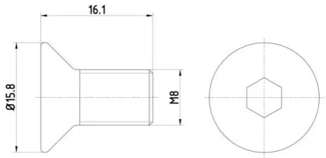 Монтажний болт гальмівного диску задн/передн (M8x1,25x16,1 упаковка 2 шт) MERCEDES M (W163) FORD ECOSPORT, RANGER FORD USA PROBE II KIA CARNIVAL II MAZDA 2, 6, 626 IV, 626 V, CX-3, CX-7 08.91 TEXTAR TPM0006