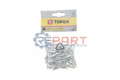 Заклепки алюмінієві 4.8 мм х 14,5 мм, 50 шт.*1 уп. (TOPEX) Topex 43E504 Купити в Україні