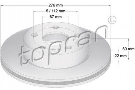 Тормозной диск TOPRAN / HANS PRIES 400857 (фото 1)