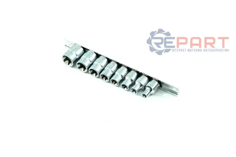 Набір насадок 3/8" (однотипні), 8 шт, профіль: E-TORX, розмір ключа для гнізда E-TORX: E10, E11, E12, E14, E16, E18, E20, E8, Toptul GAAG0802
