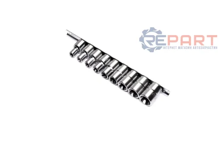 Набір насадок 1/2" (однотипні), 9 шт, профіль: E-TORX, розмір ключа для гнізда E-TORX: E10, E11, E12, E14, E16, E18, E20, E22, E24, Toptul GAAG0901