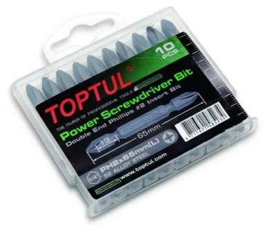 Набор бит 1/4" PH2х65мм двухсторонних 10шт. Toptul GAAW1001