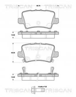 Колодки гальмівні (задні) Honda Civic 1.4-2.2 05 TRISCAN 811040012 Купити в Україні