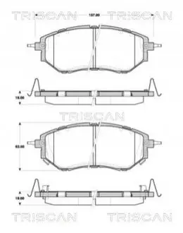 Колодки гальмівні (передні) Subaru Forester/Legacy/Impreza 03- (Akebono) TRISCAN 811068182 Купити в Україні